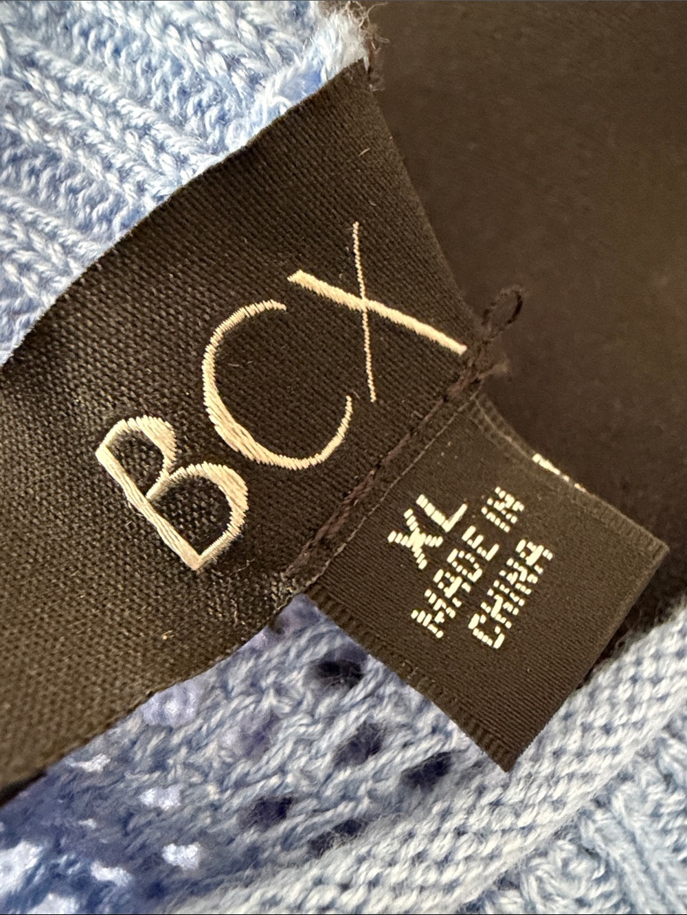 BCX Pastel Blue Floral Open-Knit Scoop Neck Sweater - Picture 6 of 6